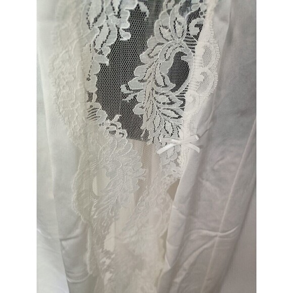 Lorraine Full Slip  Gown Size Large Off White Lace Trim Nylon 45" long  Slit USA - Picture 12 of 16